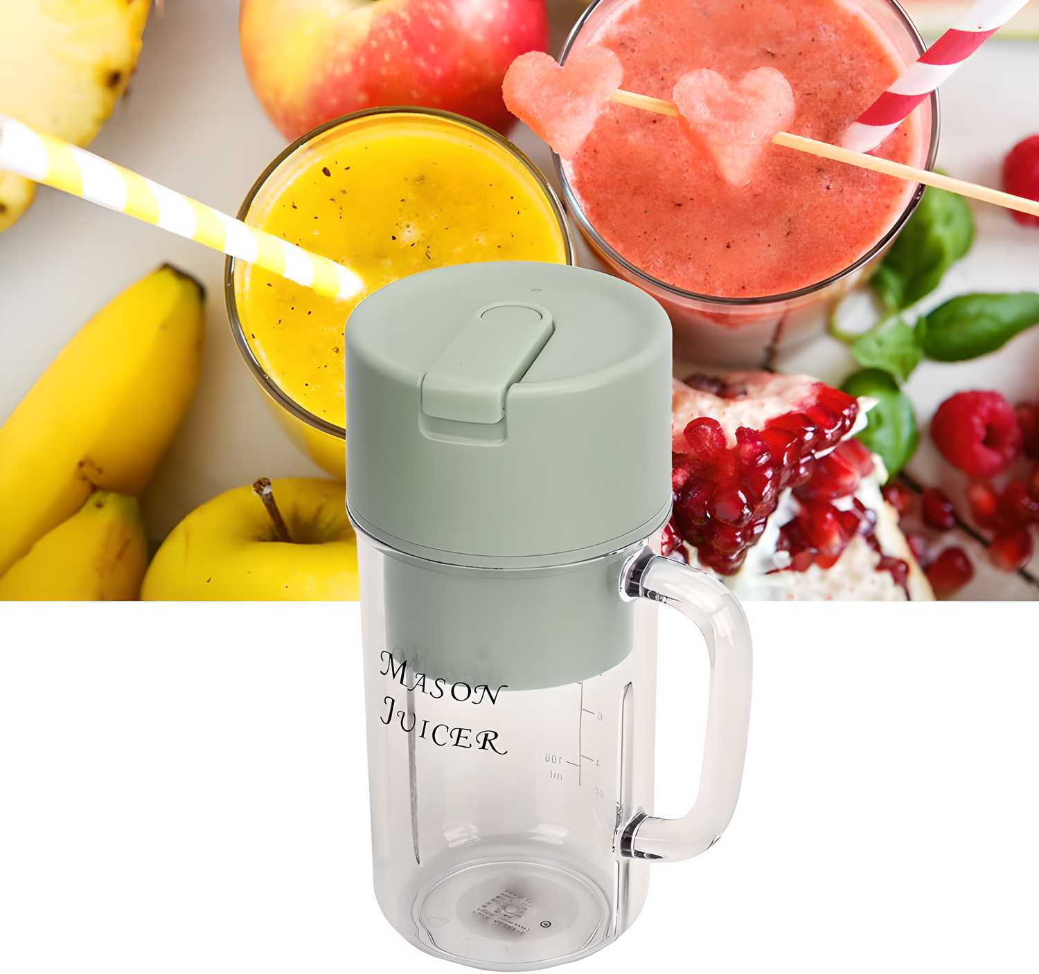 MasonBlend Pro – Portable USB Rechargeable Blender Cup with Lid & Straw